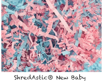 ShredAstic Shredded Paper Hamper Fill New Baby Shower Easter Mix Pink & Blue ZigZag Crinkle Cut - Gift Packaging Hamper Easter basket