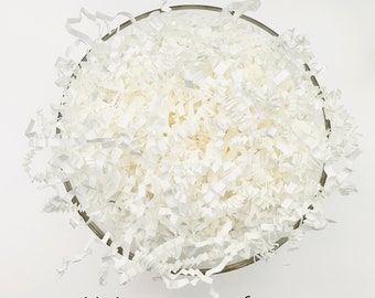 Winter White  Shredded Paper - ZigZag Crinkle Cut - ShredAstic® Hamper Gift Packaging. 25 colours available