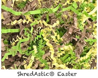 ShredAstic Shredded Paper Hamper Fill Easter Mix Kraft Green Yellow ZigZag Crinkle Cut - Gift Packaging Hamper Easter basket