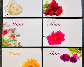 MUM in loving memory Large Florist Funeral Memorial Message Cards  12.5 x 9cm ShredAstic