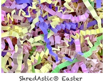 ShredAstic Shredded Paper Hamper Fill Easter Mix Kraft Yellow Pink Lilac Green ZigZag Crinkle Cut - Gift Packaging Hamper Easter basket