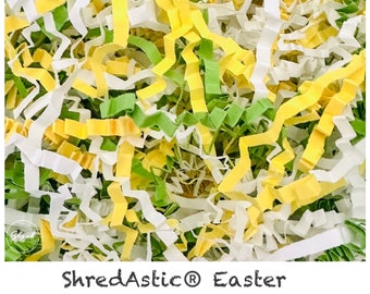 ShredAstic Shredded Paper Hamper Fill Easter Mix Yellow White Green  ZigZag Crinkle Cut - Gift Packaging Hamper Easter basket