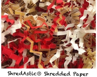 ShredAstic® Shredded Paper - Red Ivory Gold Mix Crinkle ZigZag  - Gift Packaging Gold Collection