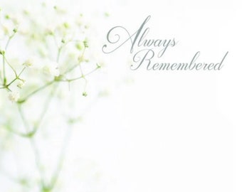 ShredAstic Always Remembered Large Florist Funeral Memorial Message Cards with cello seal bag 9.5 x 12cm