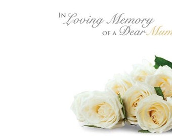 ShredAstic Mum loving memory Cream Roses Large Florist Funeral Memorial Message Cards with cello seal bag 9 x 12cm