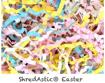 ShredAstic Shredded Paper Hamper Fill Easter Mix Pink Blue White Yellow ZigZag Crinkle Cut - Gift Packaging Hamper Easter basket Baby Shower