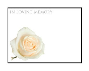 ShredAstic In Loving Memory Cream Rose Large Florist Funeral Memorial Message Cards with cello seal bag 9 x 12cm