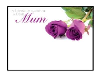 ShredAstic Mum loving memory Rose Large Florist Funeral Memorial Message Cards with cello seal bag 9 x 12cm