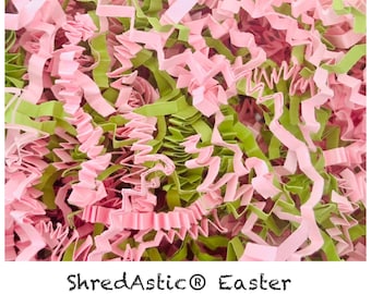 ShredAstic Shredded Paper Hamper Fill ZigZag Crinkle Cut Easter Mix pink and green - Gift Packaging Hamper Easter basket