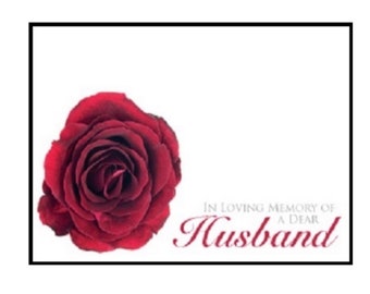 ShredAstic HUSBAND In Loving Memory Large Florist Funeral Memorial Message Cards with cello seal bag 9.5 x 12cm