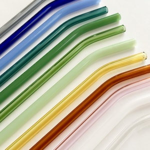 Reusable Glass Straws Set | Colorful Drinking Straws with Brush | Eco-Friendly Straw Pack | Aesthetic Smoothie Straws | Zero Waste Gift