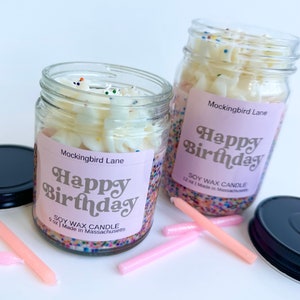 Happy Birthday Cake Soy Candle | Custom Whipped Wax Candle | Buttercream Frosting Scent | Sprinkle Candle Gift | Personalized Birthday Gift