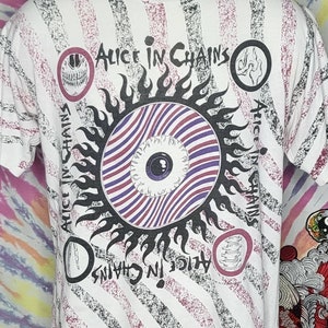 Camiseta listrada AOP XL Alice In Chains 1991 VINTAGE