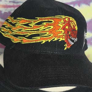 VINTAGE Metallica Flaming Skull BIODOMES Baseball Cap 1990&#39;s