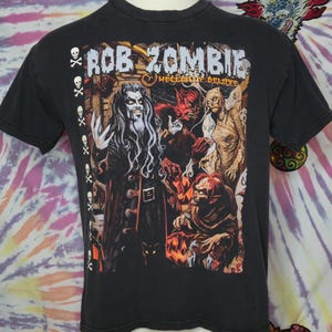 VINTAGE T-shirt blanc Zombie Hellbilly Deluxe GRANDE tournée de concerts HIVER 1998