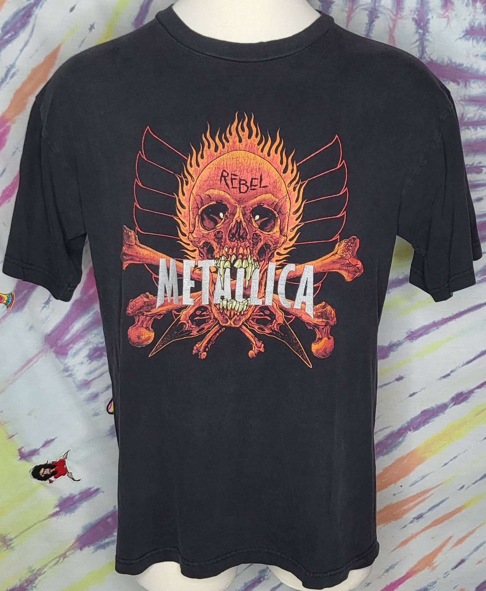 Vintage Metallica T Shirt Pushead Rebel Skulls Logo Rock Band Concert (M)  Giant