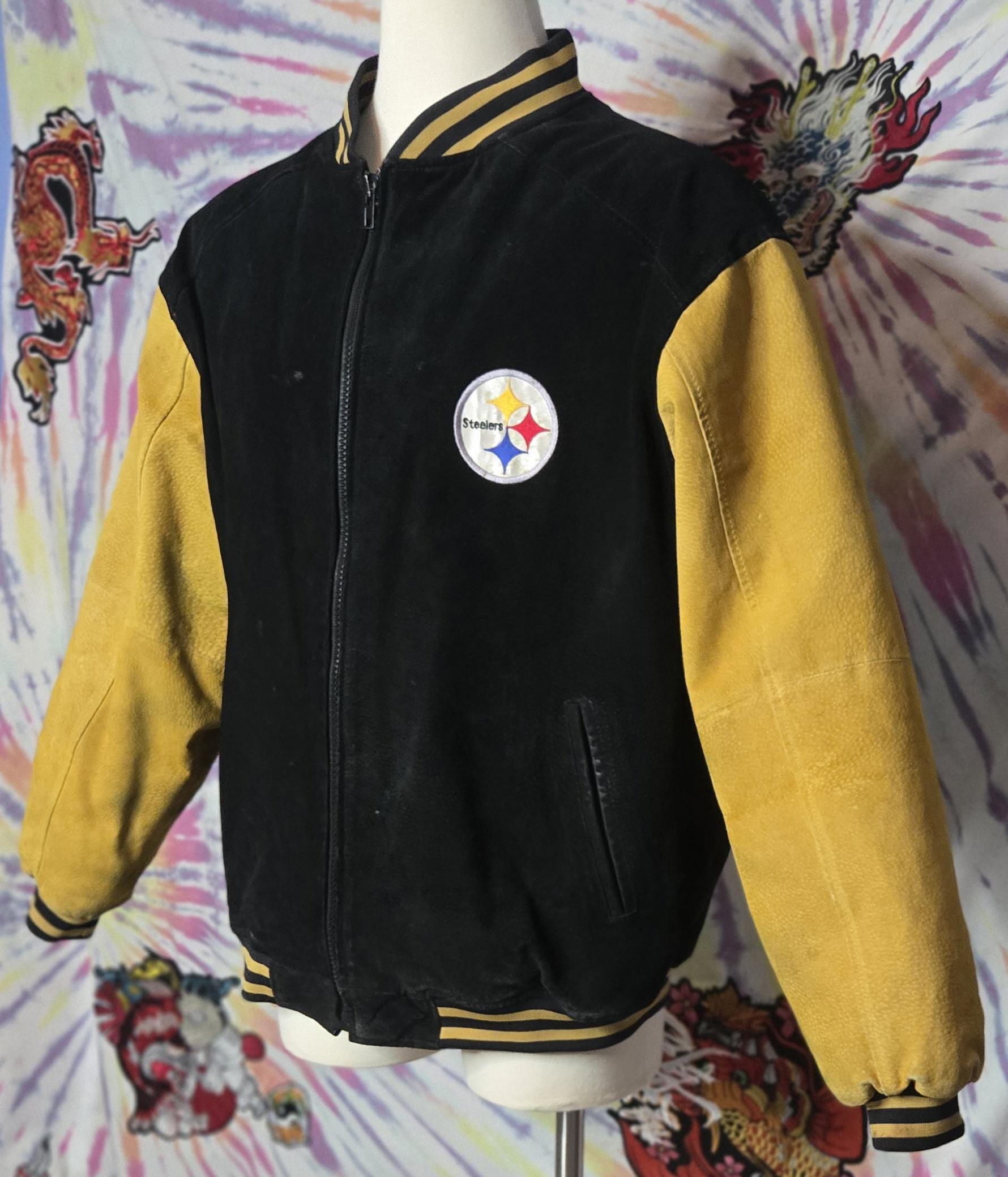 NFL スティーラーズ 皮ジャケット 限定販売品 ヴィンテージ ピッツバーグ・スティーラーズ XXL プロプレイヤー
