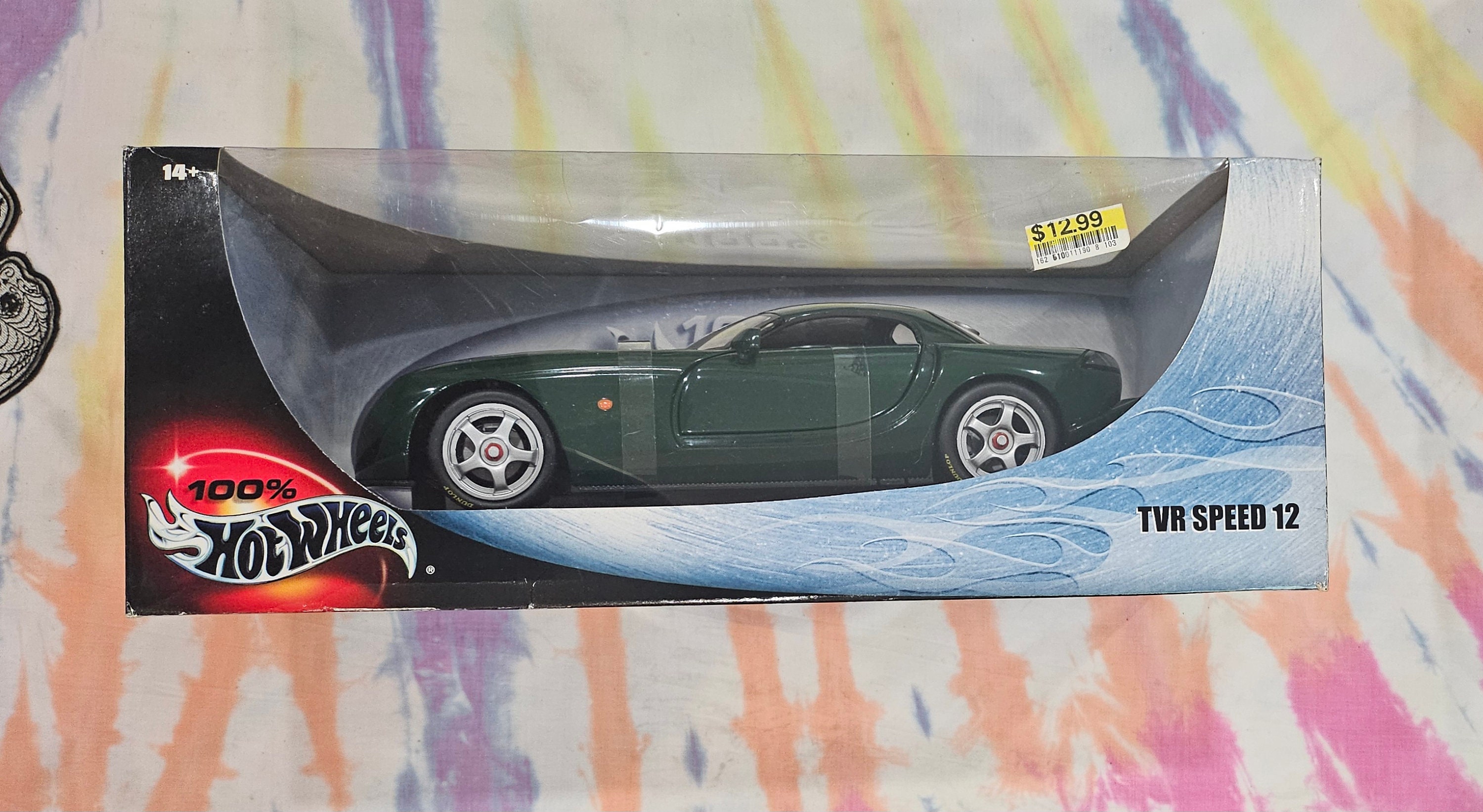 Voiture Miniature TVR Speed 12 - Échelle 1/18 - Hot Wheels - Vert - Rare - Occasion Avec Boîte