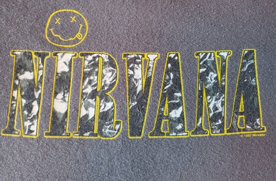 VTG Nirvana XL Smiley Face T Shirt ANVIL 1997 - image 2