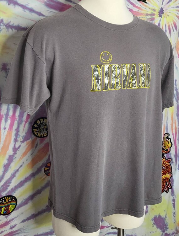 VTG Nirvana XL Smiley Face T Shirt ANVIL 1997 - image 6