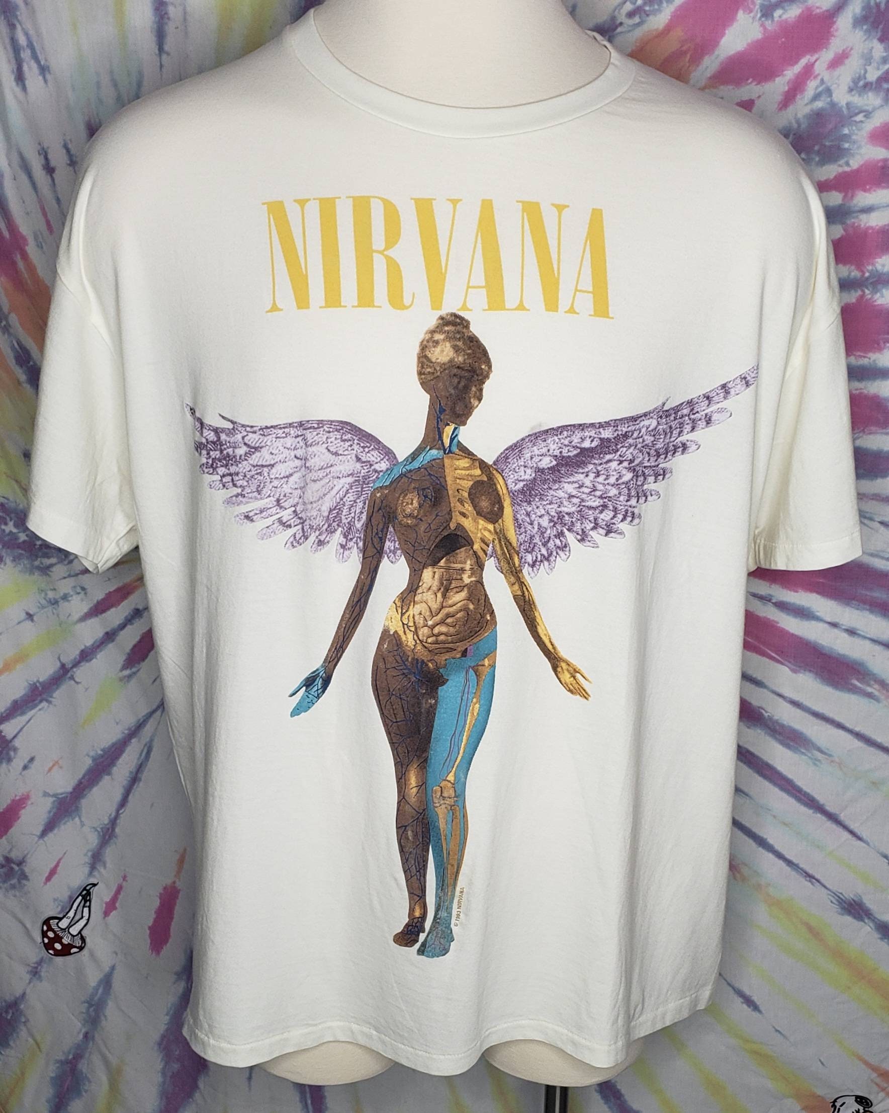 Vintage BROCKUM Nirvana in Utero Kurt Cobain 2 Sided XL Concert  