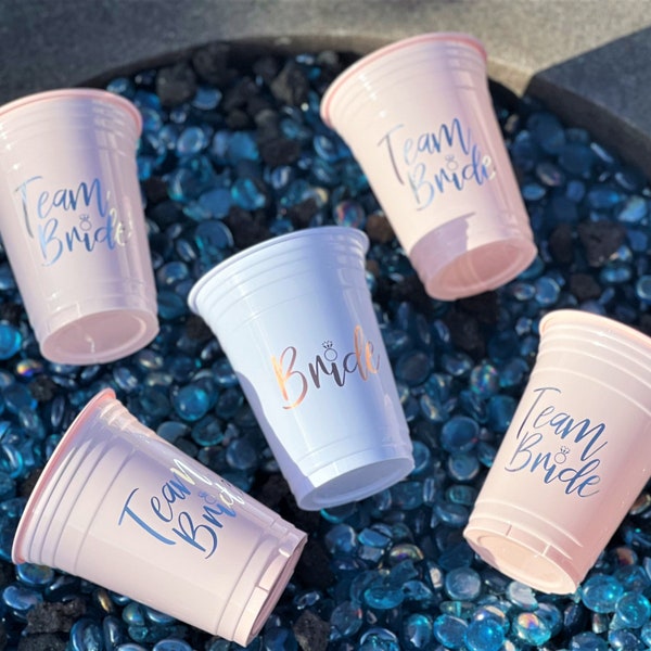 Personalized Bride Tumblers, Plastic Team Bride Solo Cup, Reusable Plastic Cup, Party Cups, Bride Tribe, stadium custom cups, 16 oz.