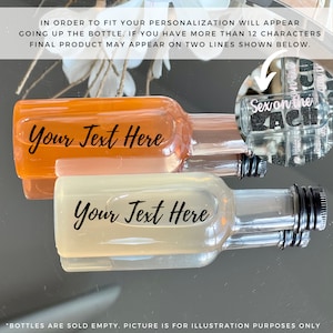 Personalized shot, mini liquor bottles, custom bridal mini bar alcohol bottles, empty champagne bottles, mini bar shot bottle, 1.7 floz.