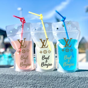 Personalized drink pouches with straw, Custom drink pouch, 21st birthday cups, bachelorette adult pouch drink, 17 oz.