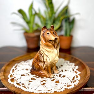 Vintage Ceramic Collie Dog Figurine – 7” Tall