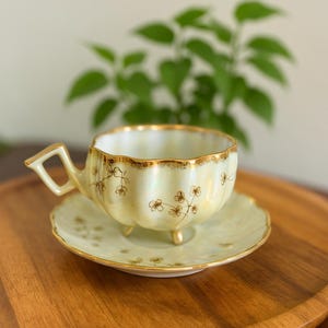 Vintage Lusterware Tea Cup and Saucer. Octagon Shape Cup