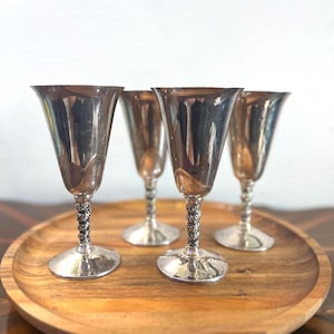 Vintage Silver-Plated Wine Goblets – Set of 4