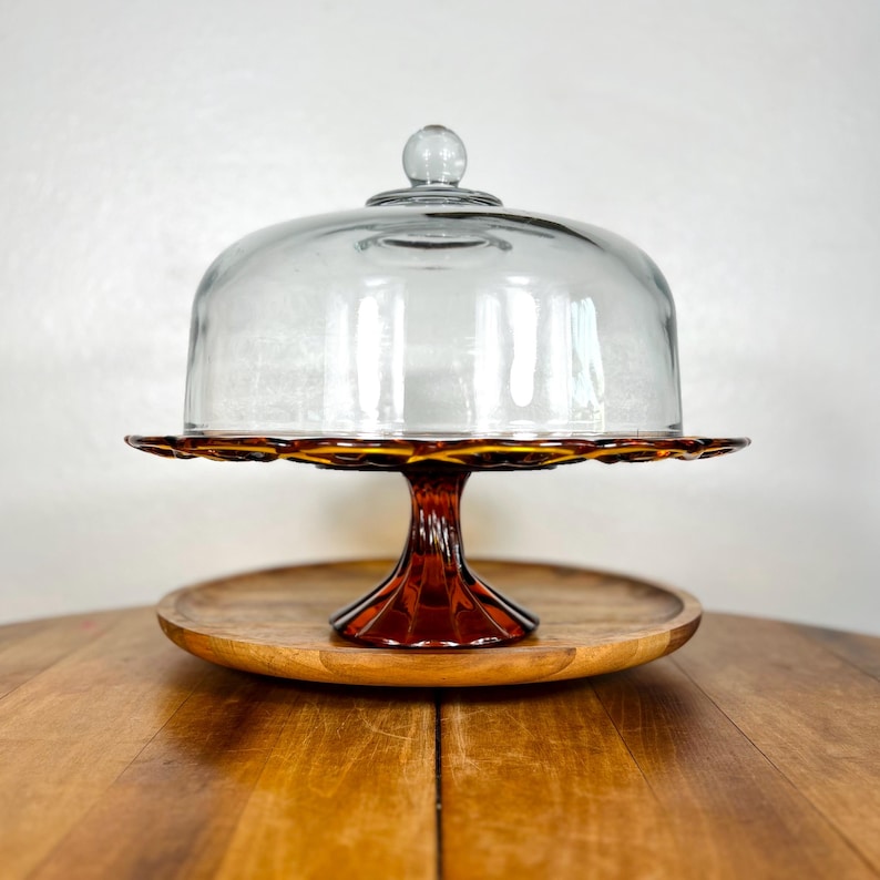 Indiana Glass Amber Old Colony Cake Stand with Dome