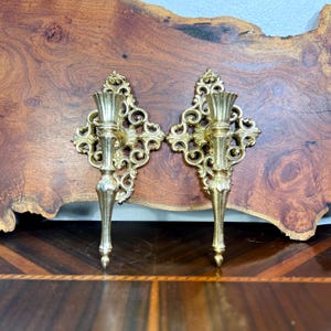 Vintage 1960s Brass Wall Sconce Candle Holders – 11”