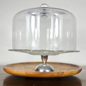 Silver and Glass Cake Stand with Dome