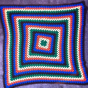 Vintage Crocheted Afghan Throw – 40” x 40”