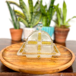 Antique Findlay Glass Klondike Dome Covered Butter Dish — 6.5″ × 4.5″