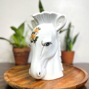 Vintage Ceramic Horse Head Vase or Planter – 9.5” Tall