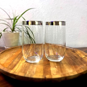 Vintage Silver Trim Glasses – Mid Century Modern Barware, Set of 2  Roly Poly Style Glasses, Dorothy Thorpe, Retro Barware, Bar Cart Decor