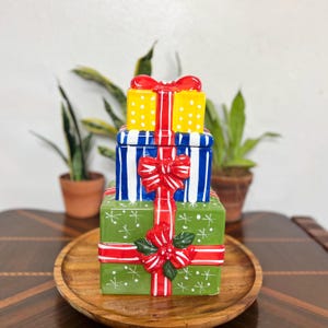 Vintage Cookie Jar, Stacked Presents – 12.5” Tall