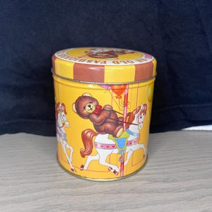 Tin Teddy Bear Tin Carousel Collectable Bear Russ Tin