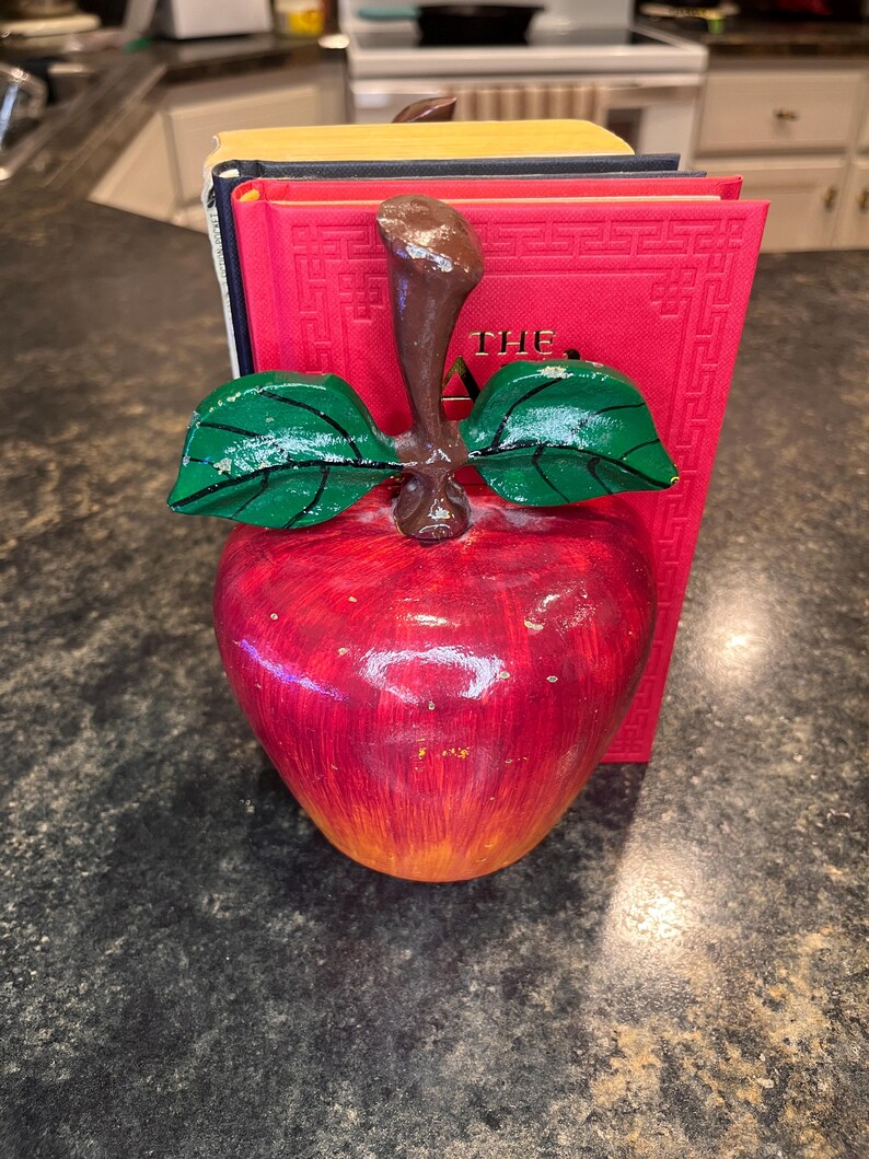 Vintage Apple Bookends Doorstops Teacher Gift Americana Decor Red ...