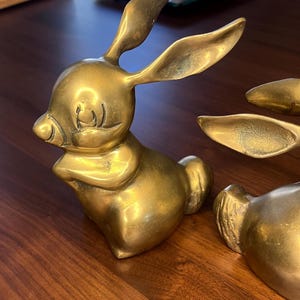 Brass Bunnies Thumper Brass Figures Vintage Brass Animal Figures Rabbit Decor