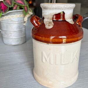 Milk Jug Vintage Ceramic Jug County Decor Brown Jug Milk Decor Kitchen Decor Shabby Chic