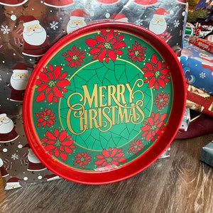 Christmas Tray Merry Christmas Holiday Decor Vintage Serving Tray