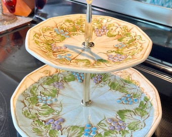 Cake Stand Lefton Cupcake Stand Vintage Grapes on Vine