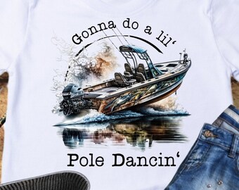 Bass Boat Fishing PNG: Pole Dancing Design (Digital Download)