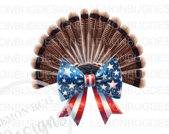 Patriotic Turkey Tail PNG: American Bow, Hunting Design (Digital Download)