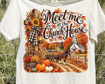 Rendez-vous à l'église, Farmhouse Church png (Téléchargement numérique)