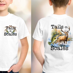 Tails n scales png, Hunting  png, Fishing PNG, Deer Hunting PNG, Front and Back,  Hunting png, sublimation