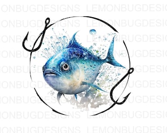 Pesca in acqua salata PNG: grafica di pesce, design a sublimazione (download digitale)